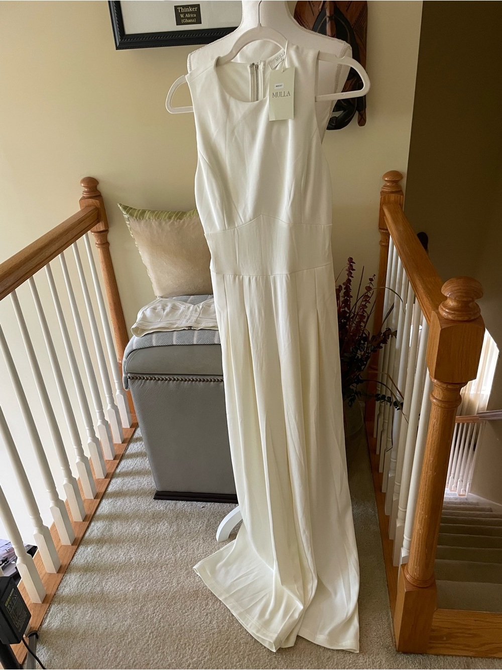 Elegant White Fringe detachable Cape and Jumpsuit Set- 2Piece - Picture 14 of 16
